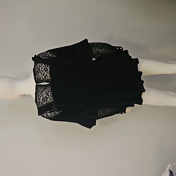 POL Velvet Lace Ruffle Witchy Goth Castlecore Long Sleeve Oversized Blouse - Picture 6 of 10